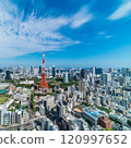 urban city skyline aerial view in Tokyo, Japan 120997652