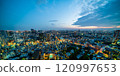 city skyline aerial night view in Tokyo, Japan 120997653