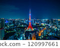 city skyline aerial night view in Tokyo, Japan 120997661