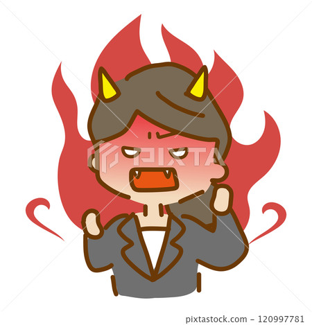 穿著寬鬆可愛的西裝，生氣得像惡魔一樣的女人 120997781