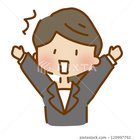 A surprised, cute, relaxed woman in a suit 120997792