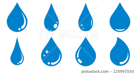 Liquid drop simple icon blue silhouette set 120997830