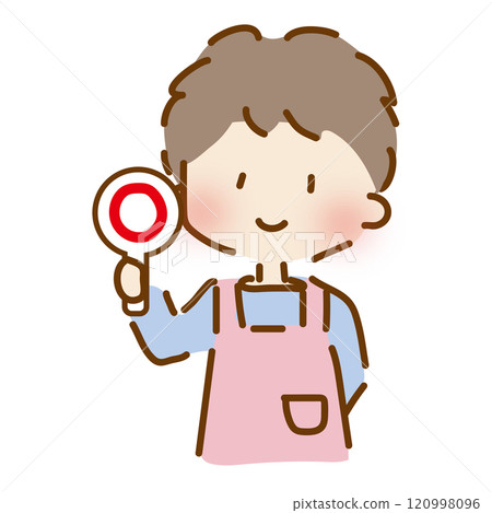 A cute and relaxed male nursery teacher giving a circle 120998096