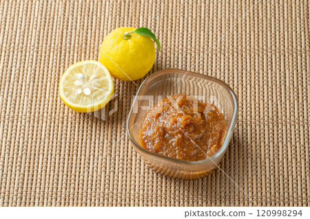 Yuzu miso on Japanese style background Yuzu miso on Japanese style background 120998294