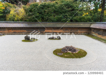 Zen rock garden in Ryoanji Zen rock garden in Ryoanji 120998481