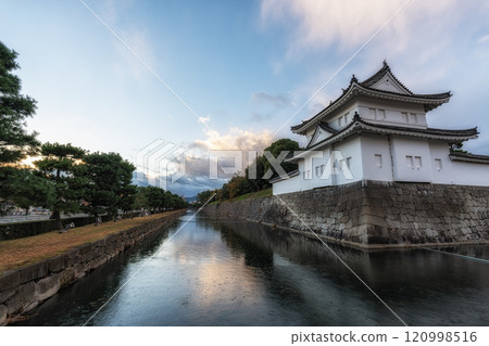 Nijo Castle Moat during Sunset Nijo Castle Moat during Sunset 120998516