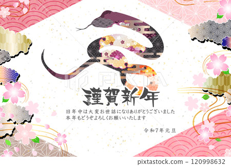 蛇新年賀卡生肖背景 蛇新年賀卡生肖背景 120998632