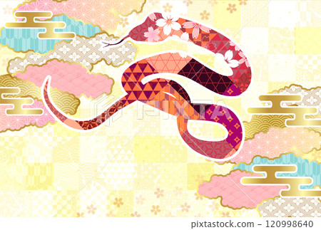Snake New Year's card zodiac background Snake New Year's card zodiac background 120998640