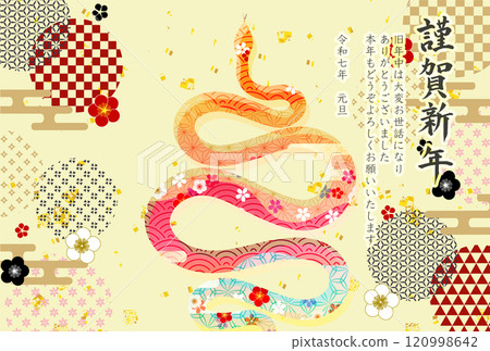 Snake New Year's card zodiac background 120998642