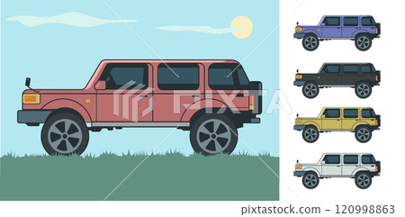 簡單的“SUV汽車”插圖 簡單的“SUV汽車”插圖 120998863