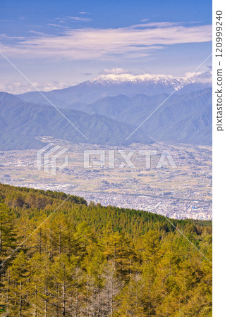 從美原思出之丘眺望松本平和北阿爾卑斯山 120999240