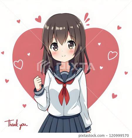 一個可愛的女孩微笑著說「謝謝」。 120999570