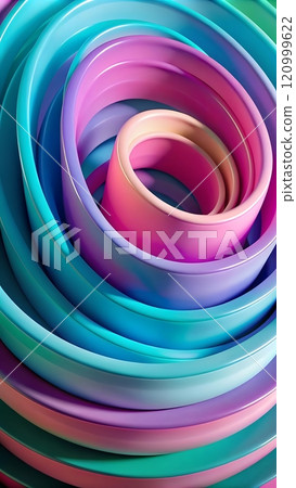 Develop a teal to magenta gradient background with depth-creating ring patterns. 120999622