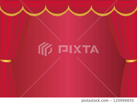 Curtain frame, curtain, stage, background, copy space, wallpaper, illustration material 120999850