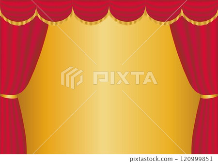 Curtain frame, curtain, stage, background, copy space, wallpaper, illustration material 120999851
