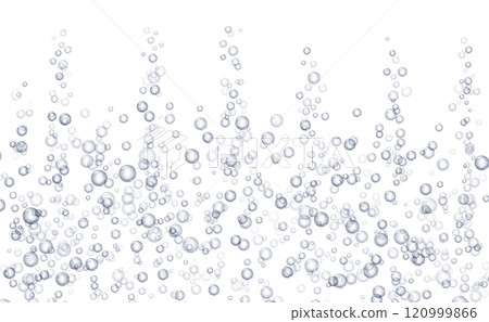 Underwater fizzing bubbles, soda or champagne carbonated drink, sparkling water. Effervescent drink. 120999866