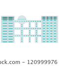 Vector illustration of a TV station building, a landmark of Odaiba 120999976