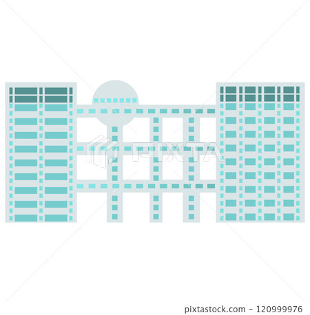 Vector illustration of a TV station building, a landmark of Odaiba 120999976