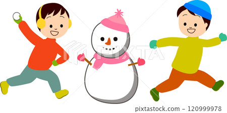 孩子們在雪地裡玩 孩子們在雪地裡玩 120999978