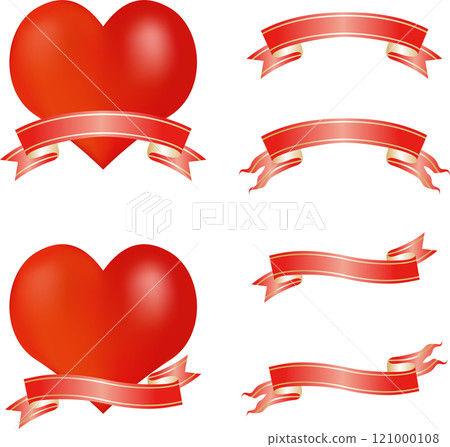情人節心絲帶裝飾複製空間插圖素材集 121000108