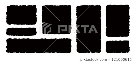 方形/長方形，邊緣蓬鬆粗糙。一套看起來像是撕破紙的框架。垃圾和復古 121000615