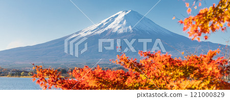 "Yamanashi Prefecture" Lake Kawaguchi and Mt. Fuji in autumn 121000829