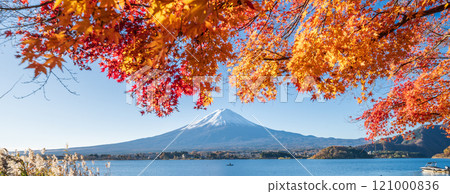 "Yamanashi Prefecture" Lake Kawaguchi and Mt. Fuji in autumn "Yamanashi Prefecture" Lake Kawaguchi and Mt. Fuji in autumn 121000836