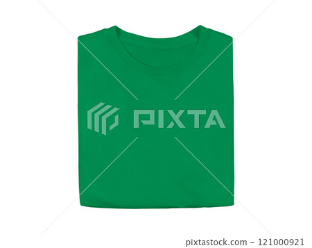 Irish Green colour blank fashion folded tee front mockup template 121000921