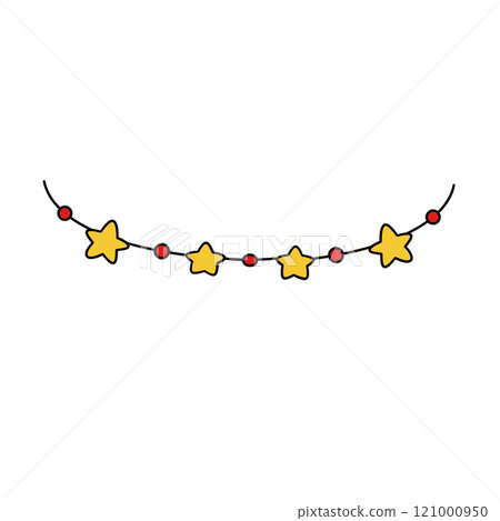 A yellow star chain with red stars hanging from it A yellow star chain with red stars hanging from it 121000950