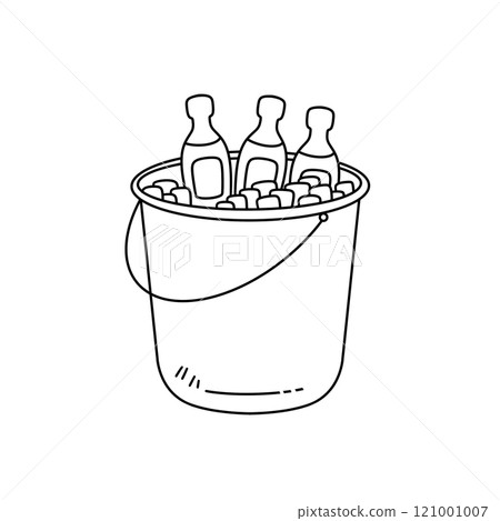 A bucket filled with ice and bottles of soda A bucket filled with ice and bottles of soda 121001007