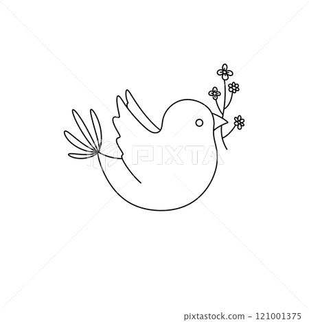 A bird with flowers in its beak A bird with flowers in its beak 121001375