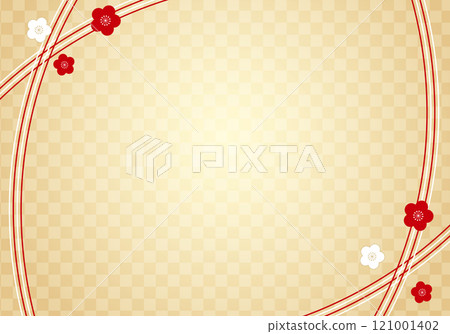 日式梅花水引金色摺屏賀年片背景材料1 121001402