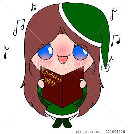 A girl is singing a Christmas song A girl is singing a Christmas song 121001626