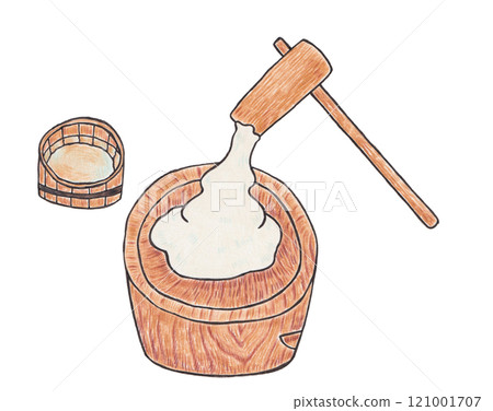 illustration of mochi pounding illustration of mochi pounding 121001707