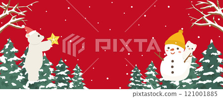 北極熊和雪人冬季背景素材 121001885