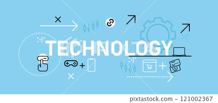 Technology conceptual web header design light blue background concept of tech technological aspect of company corporation 121002367