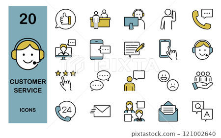 Customer service and customer center line icon set color Customer service and customer center line icon set color 121002640