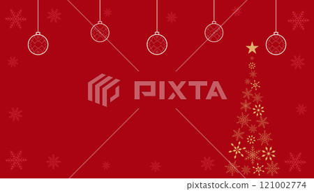 Christmas tree banner background template ornaments horizontal 16:9 121002774