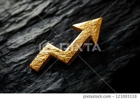 金色箭頭。商業成功的象徵 121003118