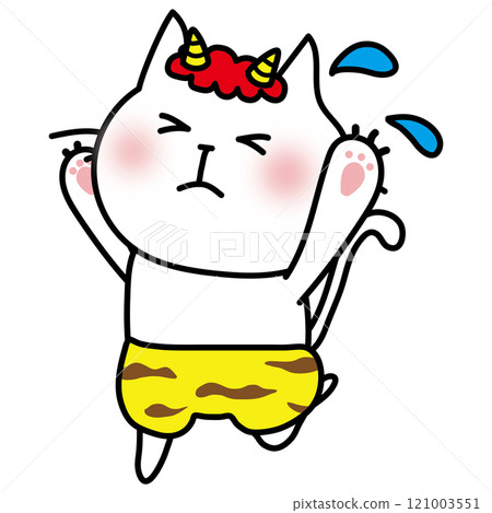 A white cat dressed as a fleeing two-horned demon 1 121003551