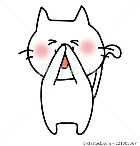 白貓觸摸它的鼻子 白貓觸摸它的鼻子 121003567