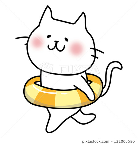 白貓帶著漂浮物奔跑 121003580