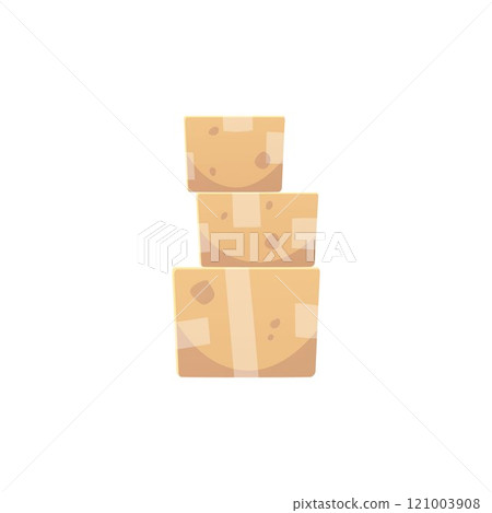 Vector illustration of closed cardboard boxes standing one on top of another. Vector illustration of closed cardboard boxes standing one on top of another. 121003908