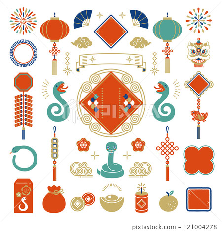 2025 snake and Chinese New Year illustration set 2025 snake and Chinese New Year illustration set 121004278