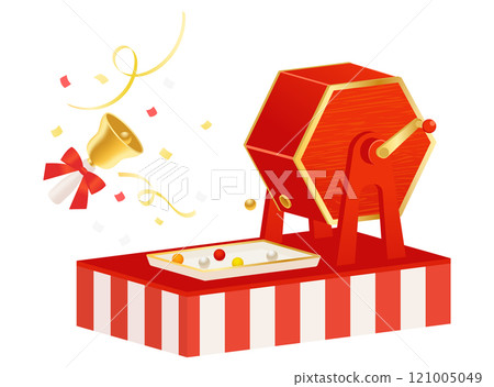 Illustration of a red Garapon lottery machine Illustration of a red Garapon lottery machine 121005049