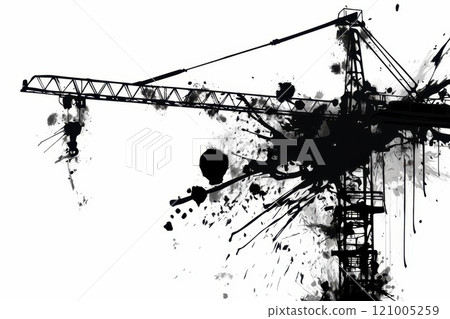 construction crane graffiti silhouette, crane grunge icon, spray wall art symbol, grafitti tag isolated 121005259