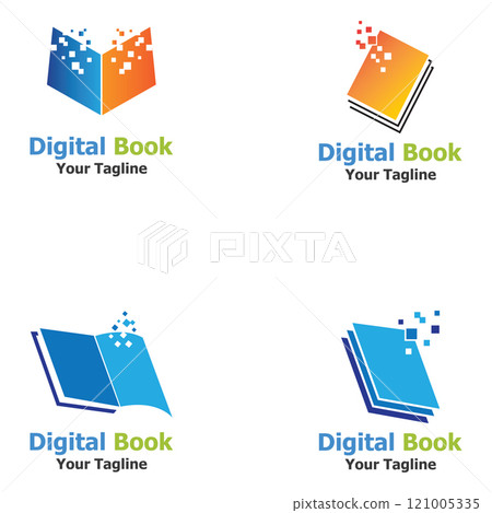 technology modern digital book logo vector icon illustration design template 121005335