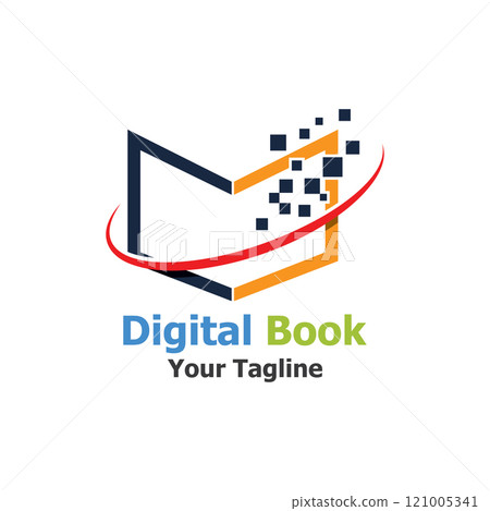 technology modern digital book logo vector icon illustration design template 121005341
