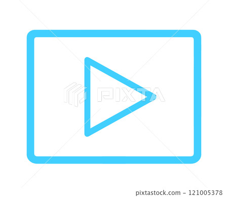 簡單的淺藍色視訊圖標 簡單的淺藍色視訊圖標 121005378
