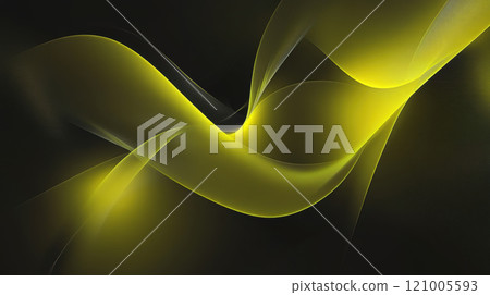 Abstract yellow light and shadow create dynamic flow, evoking sense of movement and energy. smooth curves and gradients enhance visual appeal 121005593